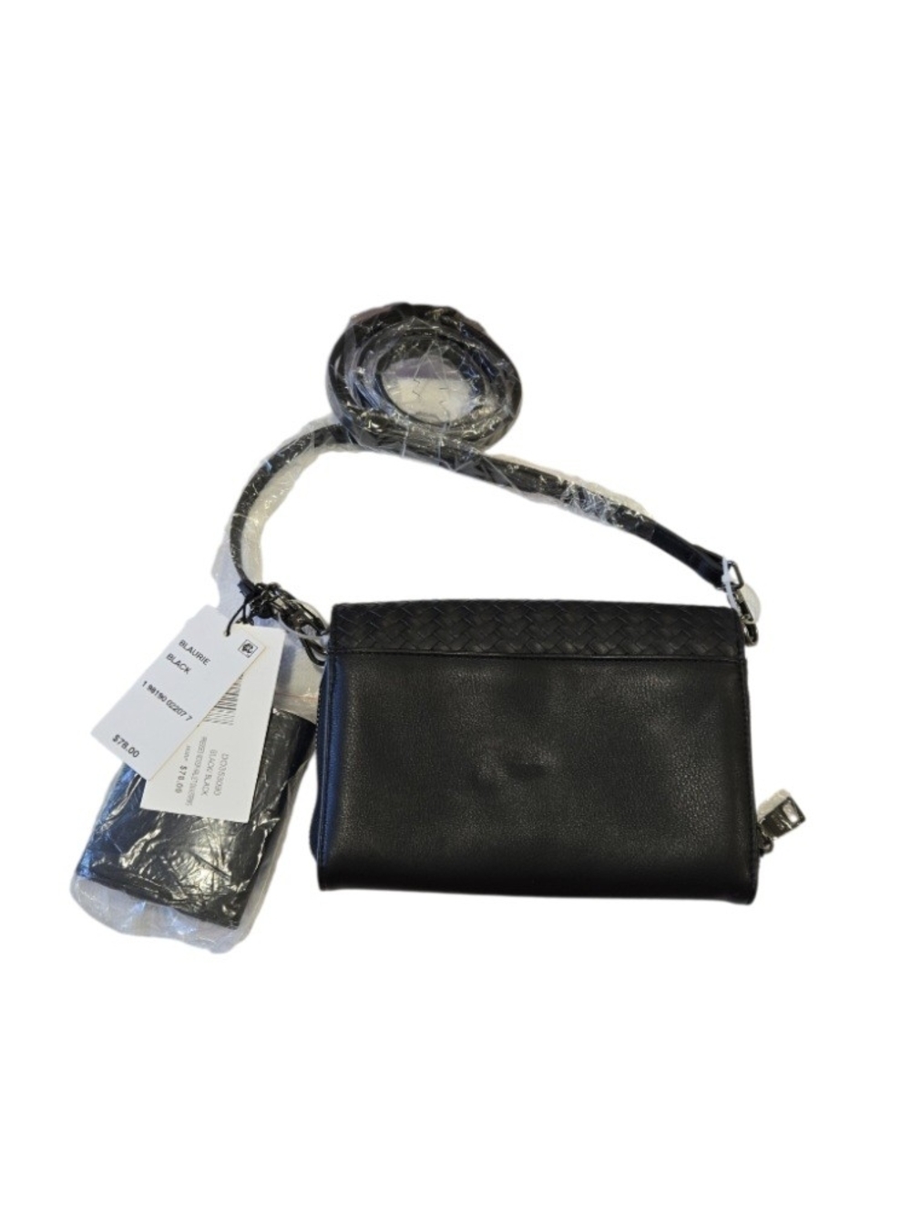 Steve Madden NWT Black Woven Crossbody Bag with Gunmetal Hardware - Picture 2 of 8